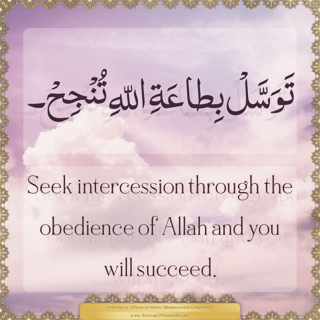 Seek intercession through the obedience of Allah and you will succeed.